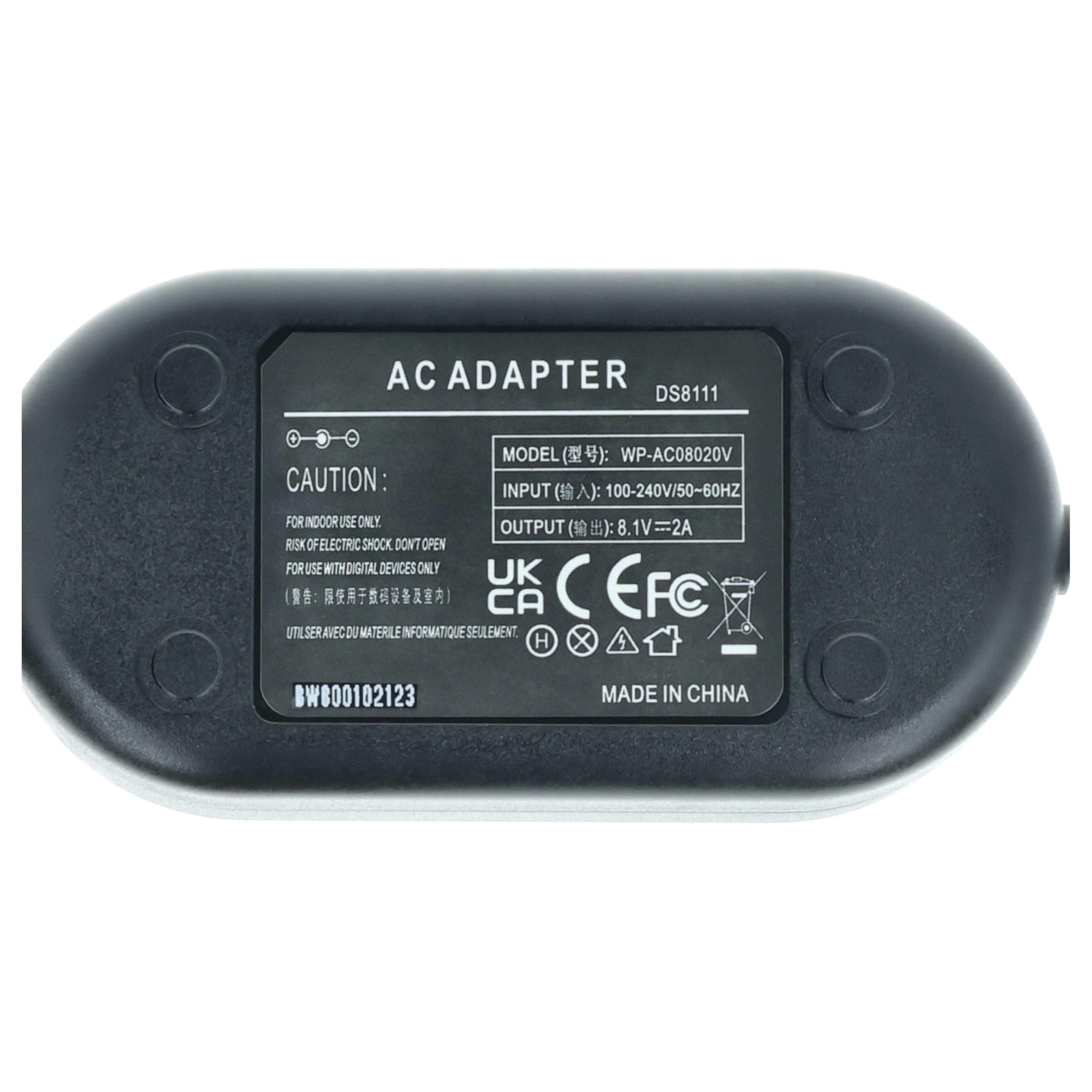 vhbw Alimentatore 2m + Accoppiatore DC per Canon EOS studio
