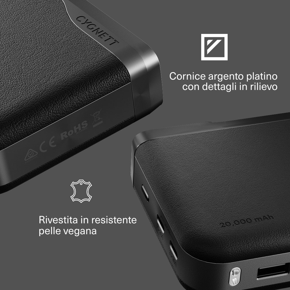 Cygnett Encore 20K power bank 20000mAh nero 65W display