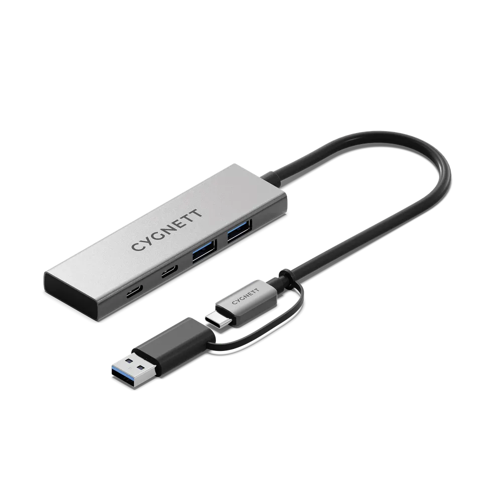 Cygnett Hub USB-C 4 in 1 USB-A USB-C alluminio