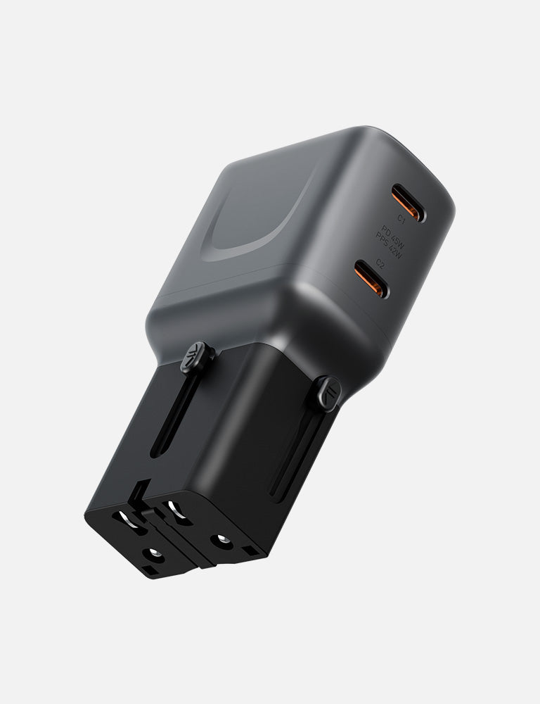 Energea TravelGo Adapter 45 caricatore viaggio 45W 2 USB-C Gunmetal