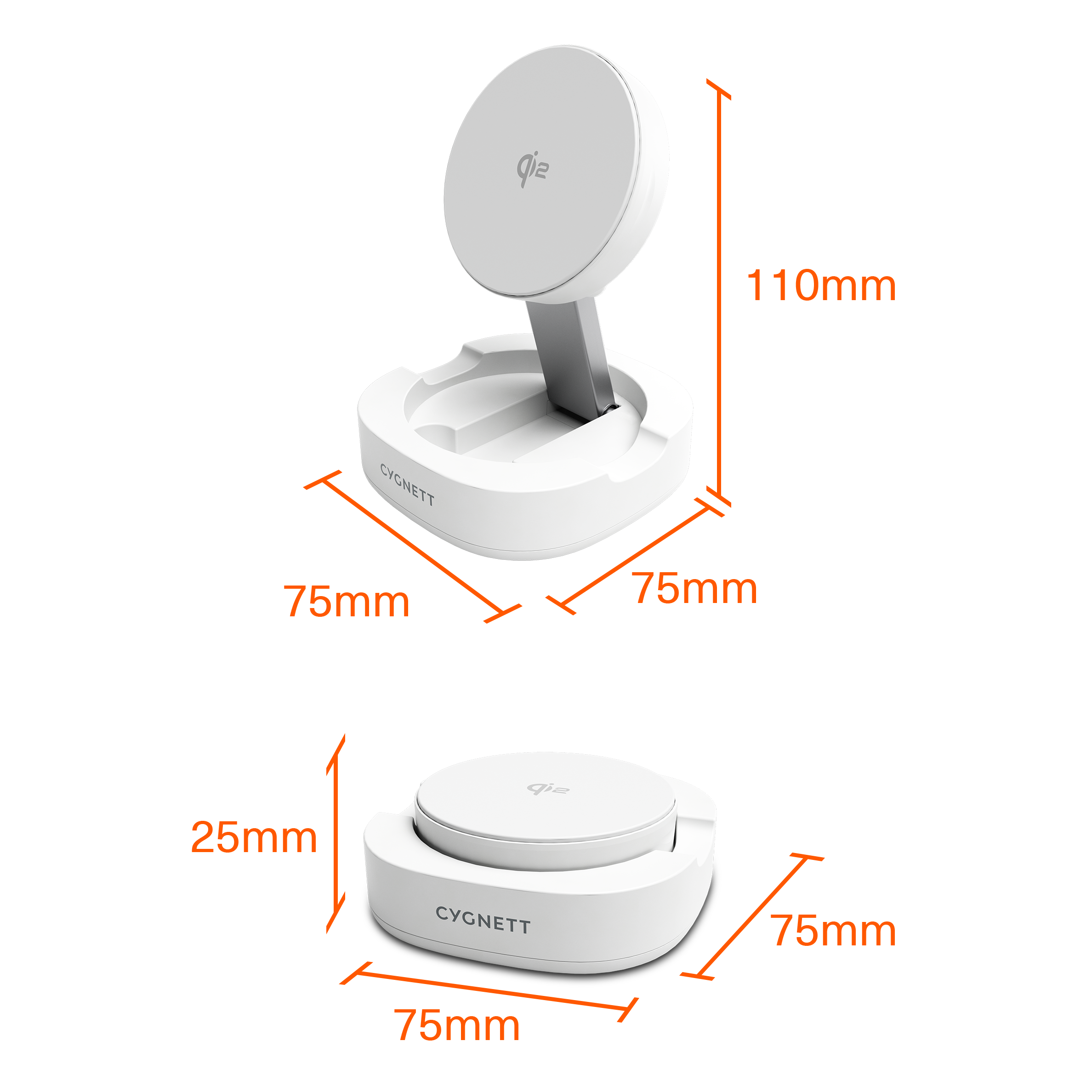 Cygnett ChargeBase Qi2 Caricatore Wireless Pieghevole 15W