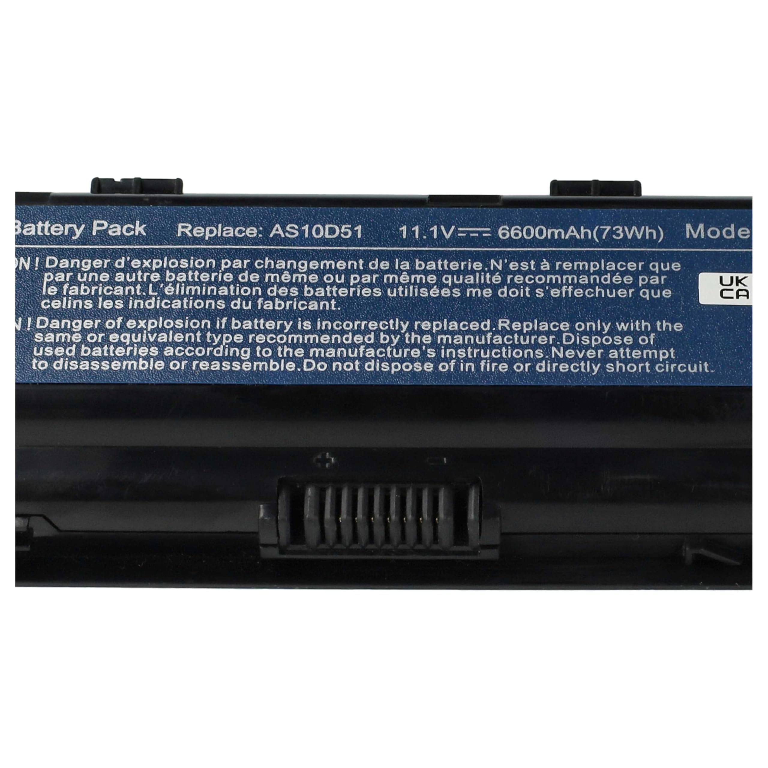 vhbw Batteria notebook AS10D31 6600mAh per Acer TravelMate