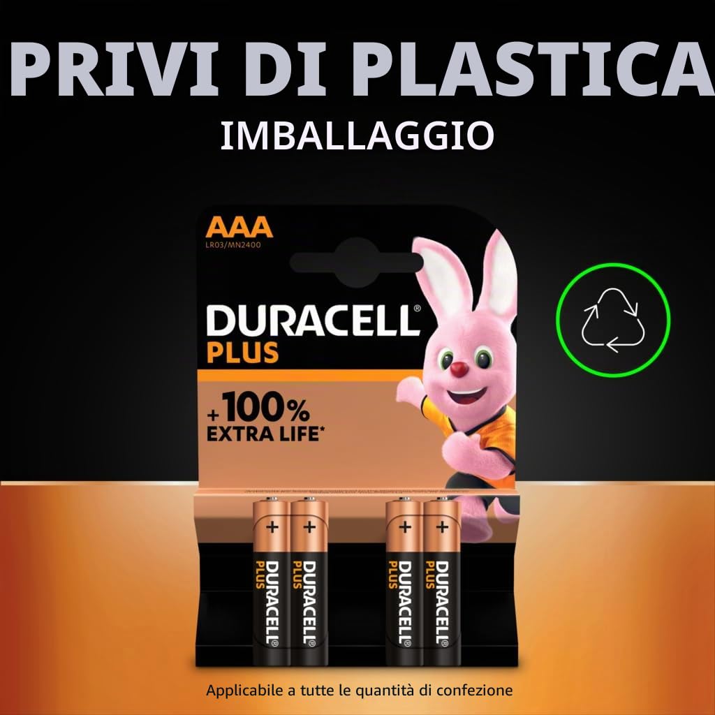Duracell Plus pile AAA alcaline 12 pezzi lunga durata