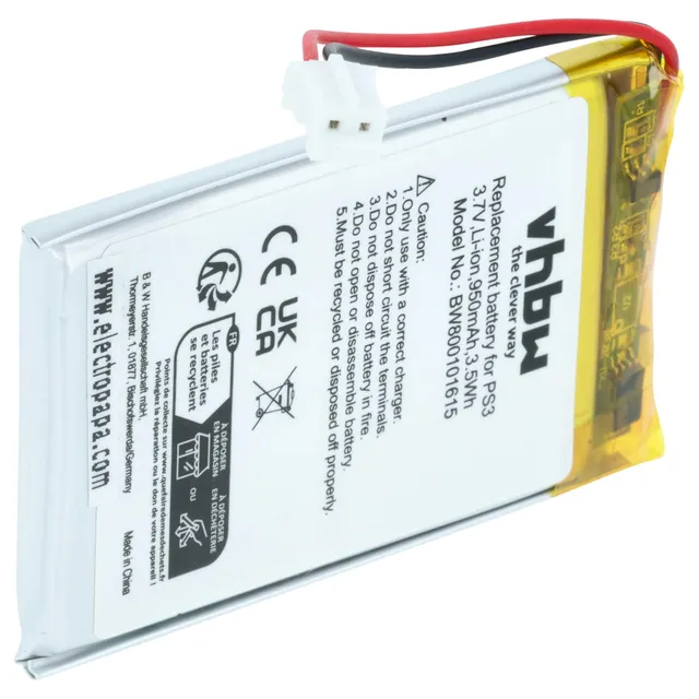 vhbw Batteria LIP1359 controller PS3 950mAh Li-Ion