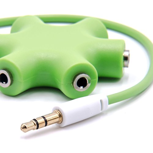 vhbw Splitter audio 6 uscite sdoppiatore jack verde con cavo