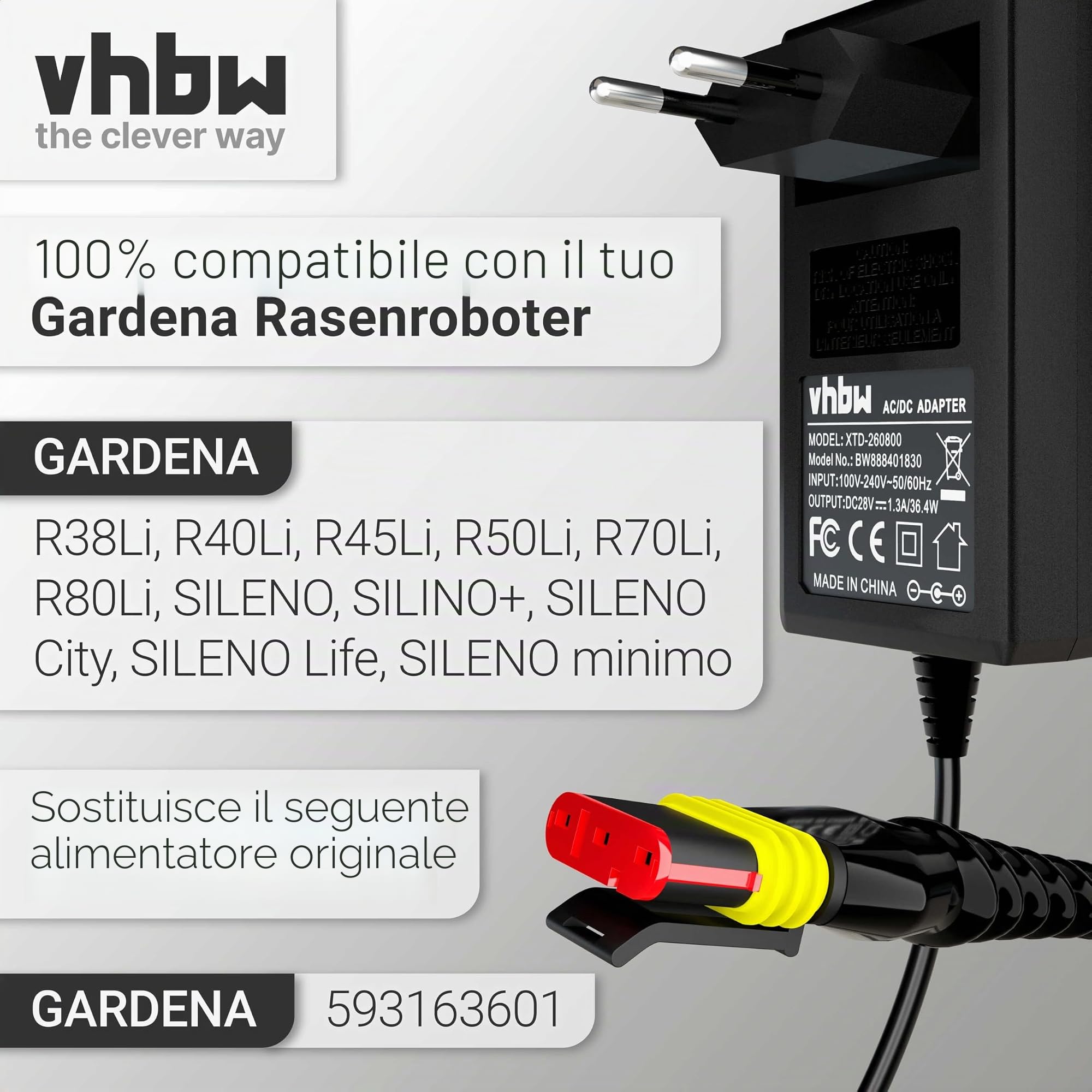 vhbw Alimentatore 28V per Gardena SILENO R100Li stazione