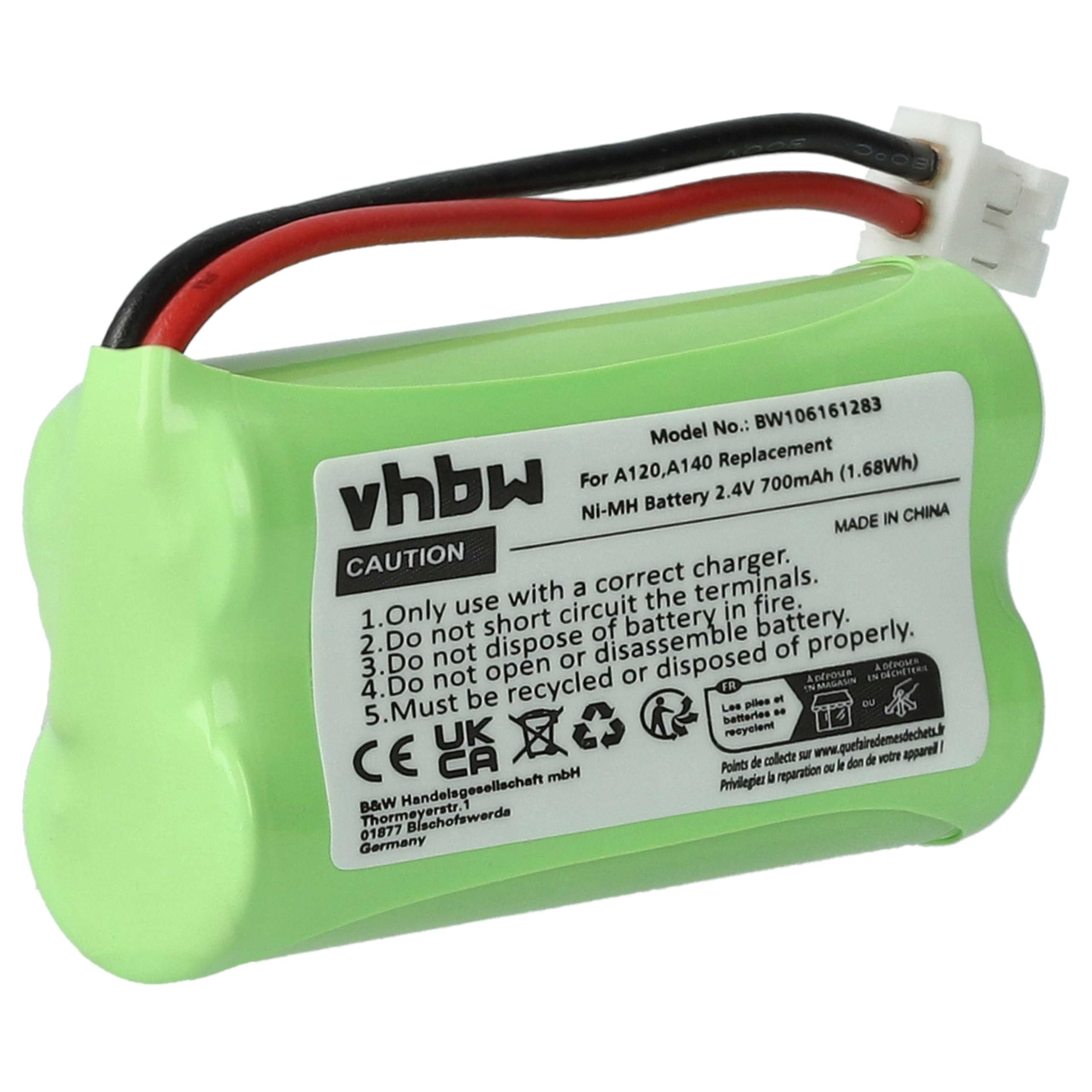 vhbw batteria cordless Gigaset A12 700mAh 2,4V 1 pezzo