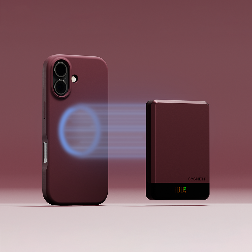 Cygnett MagSlim power bank wireless magnetico 10000mAh cherry