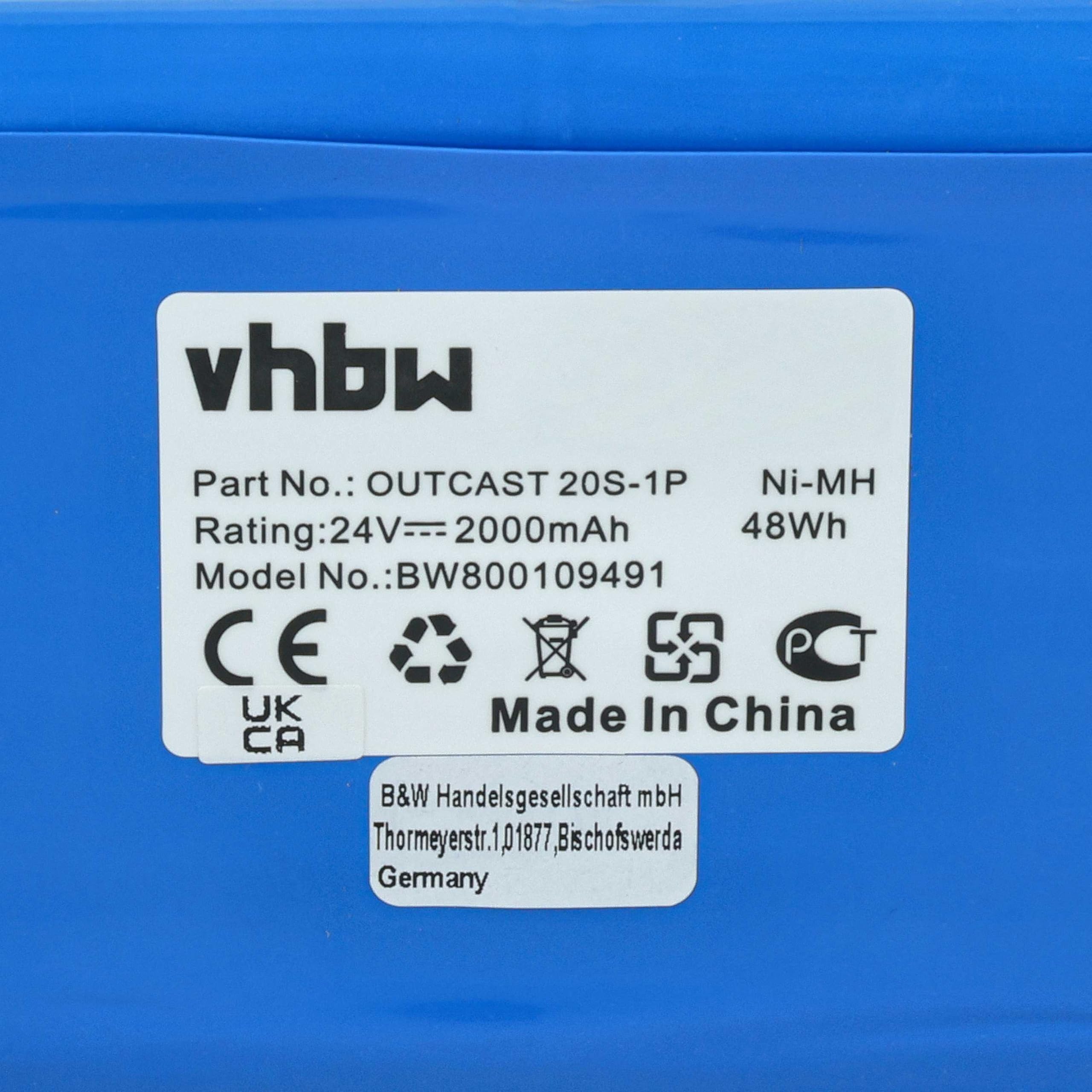 vhbw 20S-1P Batteria per Soundcast Outcast 2000mAh NiMH