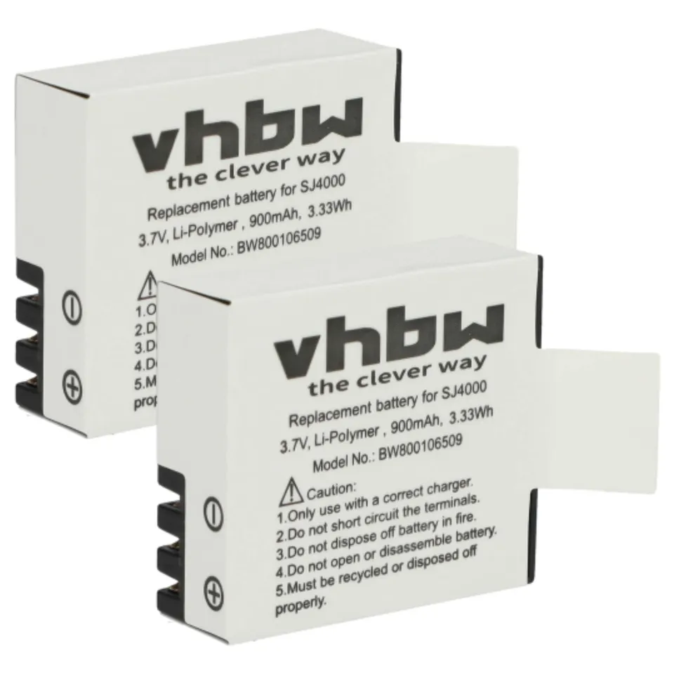 vhbw Set 2 batterie action cam SJ4000 900mAh per DBPower