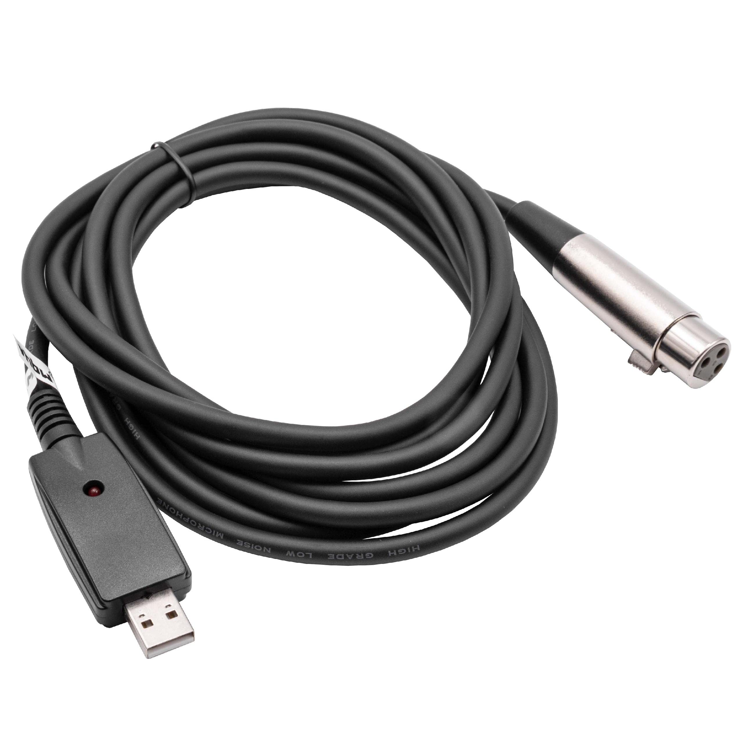 vhbw Cavo Adattatore USB 2.0-Jack 6,35mm 2,8m Nero