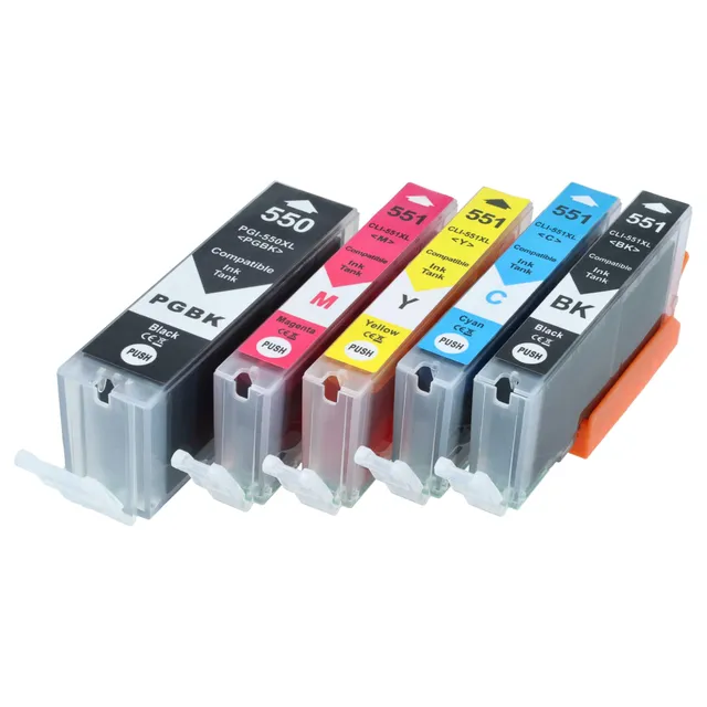 vhbw Set 5 Cartucce CLI-551 PGI-550 per Canon Pixma IP7250