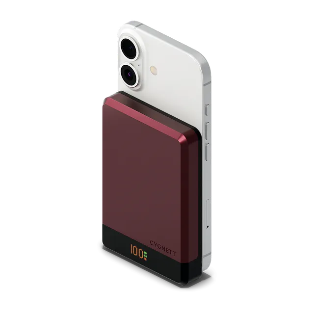 Cygnett MagSlim power bank wireless magnetico 10000mAh cherry