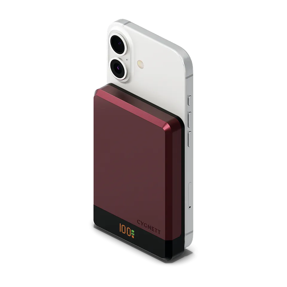 Cygnett MagSlim power bank wireless magnetico 10000mAh cherry
