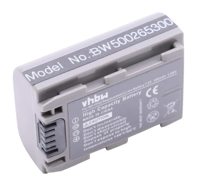 vhbw NP-FP50 batteria videocamera 600mAh per Sony Handycam