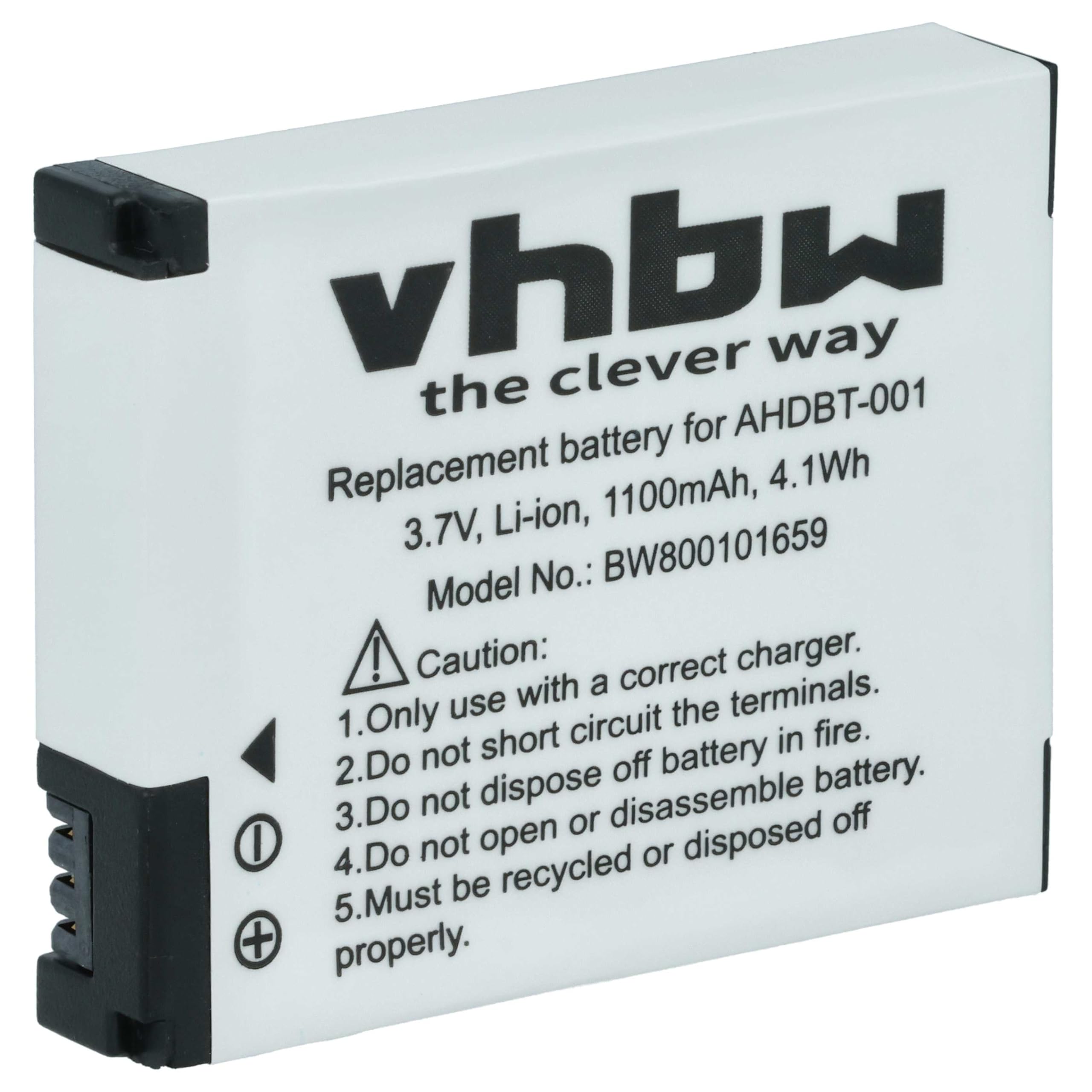 vhbw Batteria per GoPro HD Hero videocamera 1100mAh Li-Ion