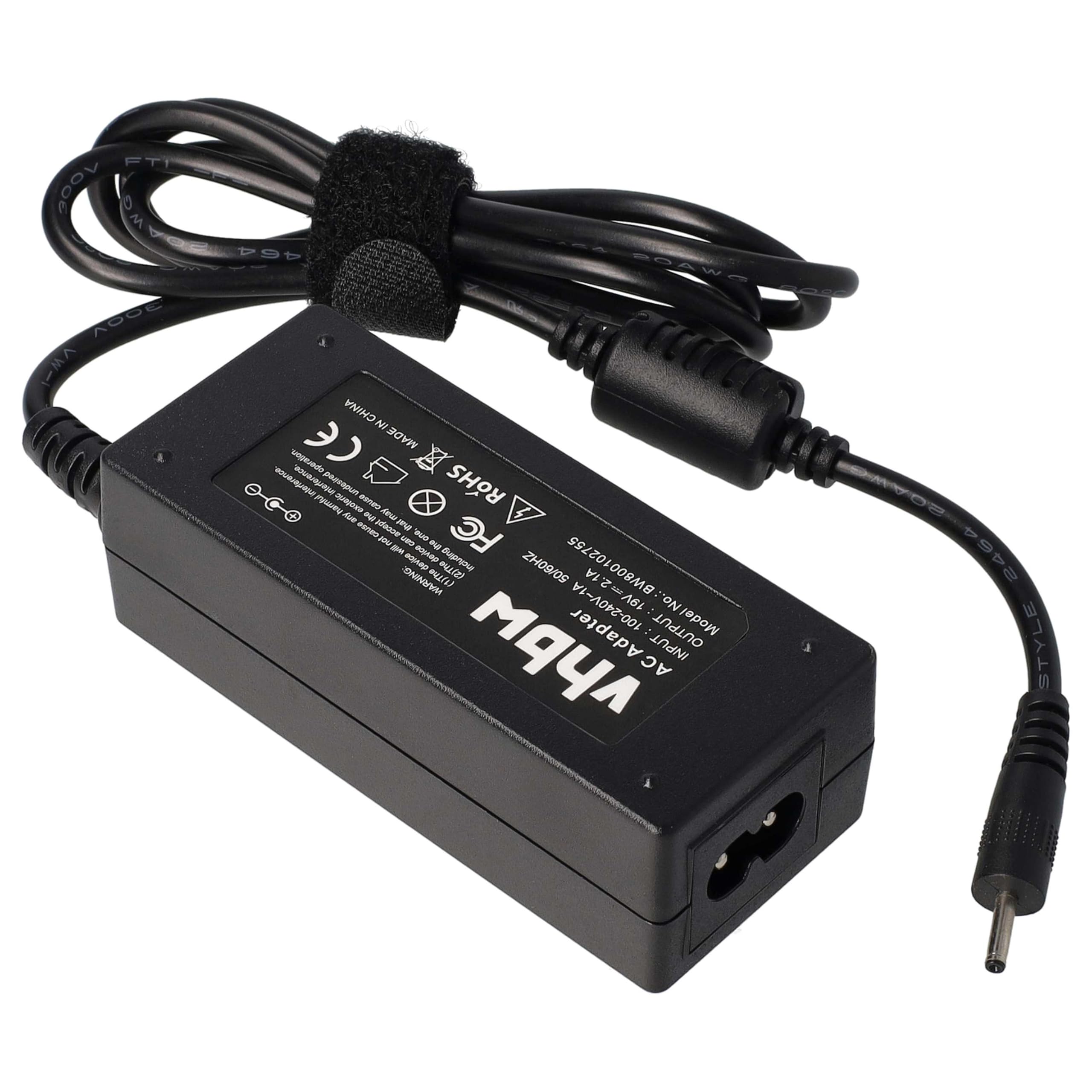 vhbw Alimentatore 40W 19V per Asus Eee PC Notebook 2,1A