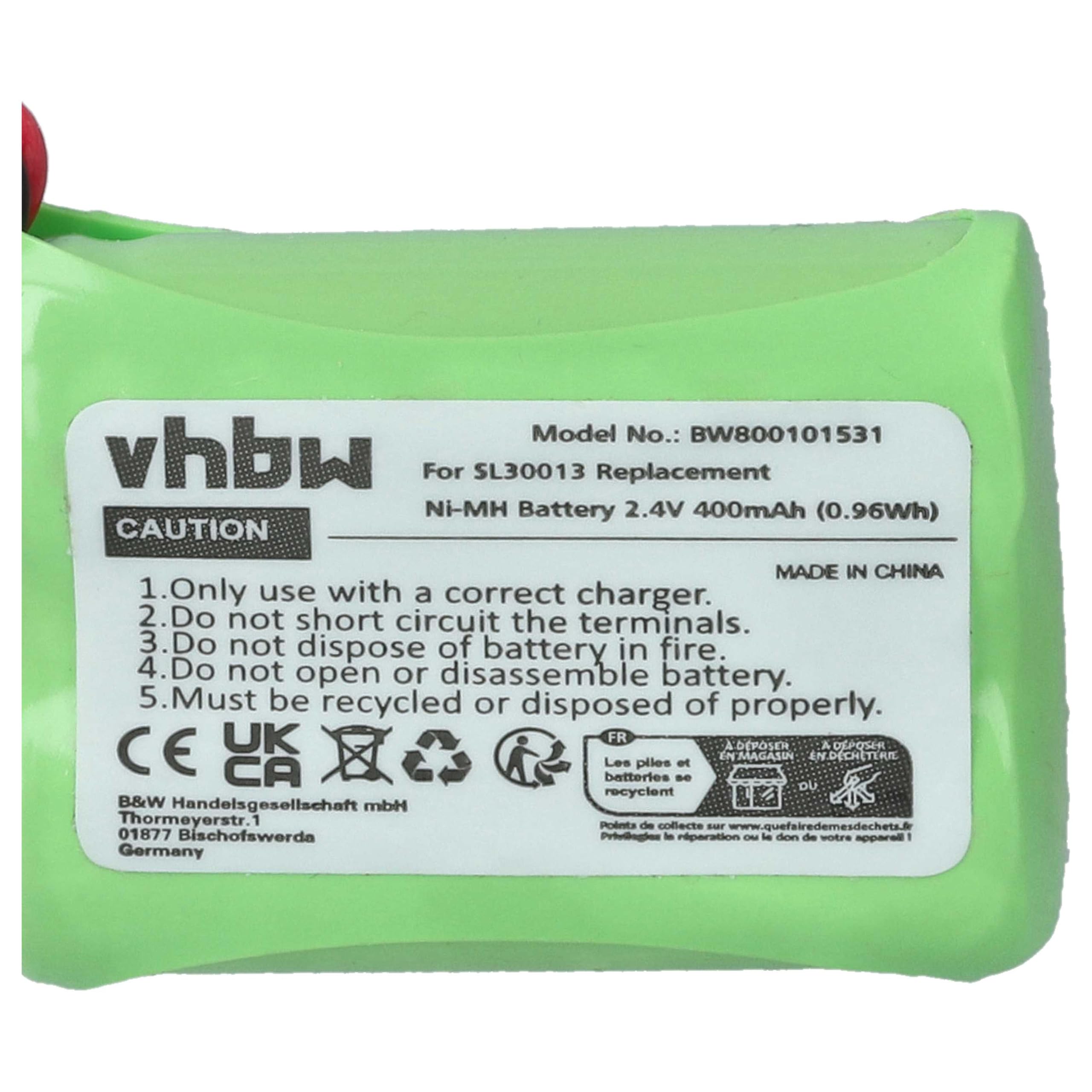 vhbw Batteria cordless per Audioline DECT 7500 400mAh 1x NiMH