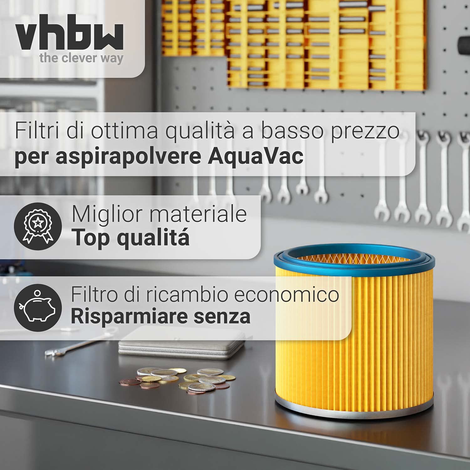 vhbw Filtro tondo lamelle Aqua Vac aspirapolvere 1 pezzo