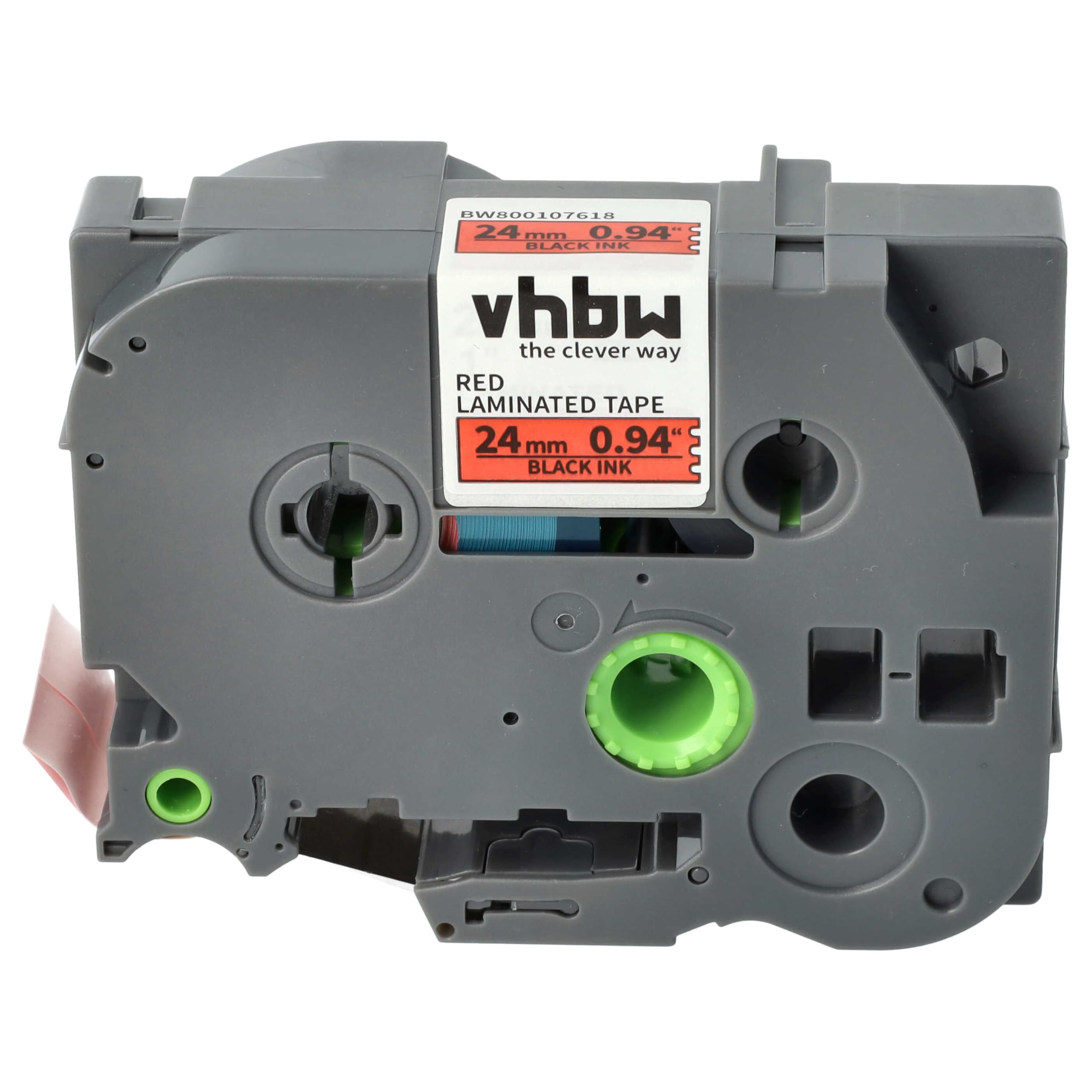 vhbw TZE-451 cassetta nastro 24mm nero su rosso 8m