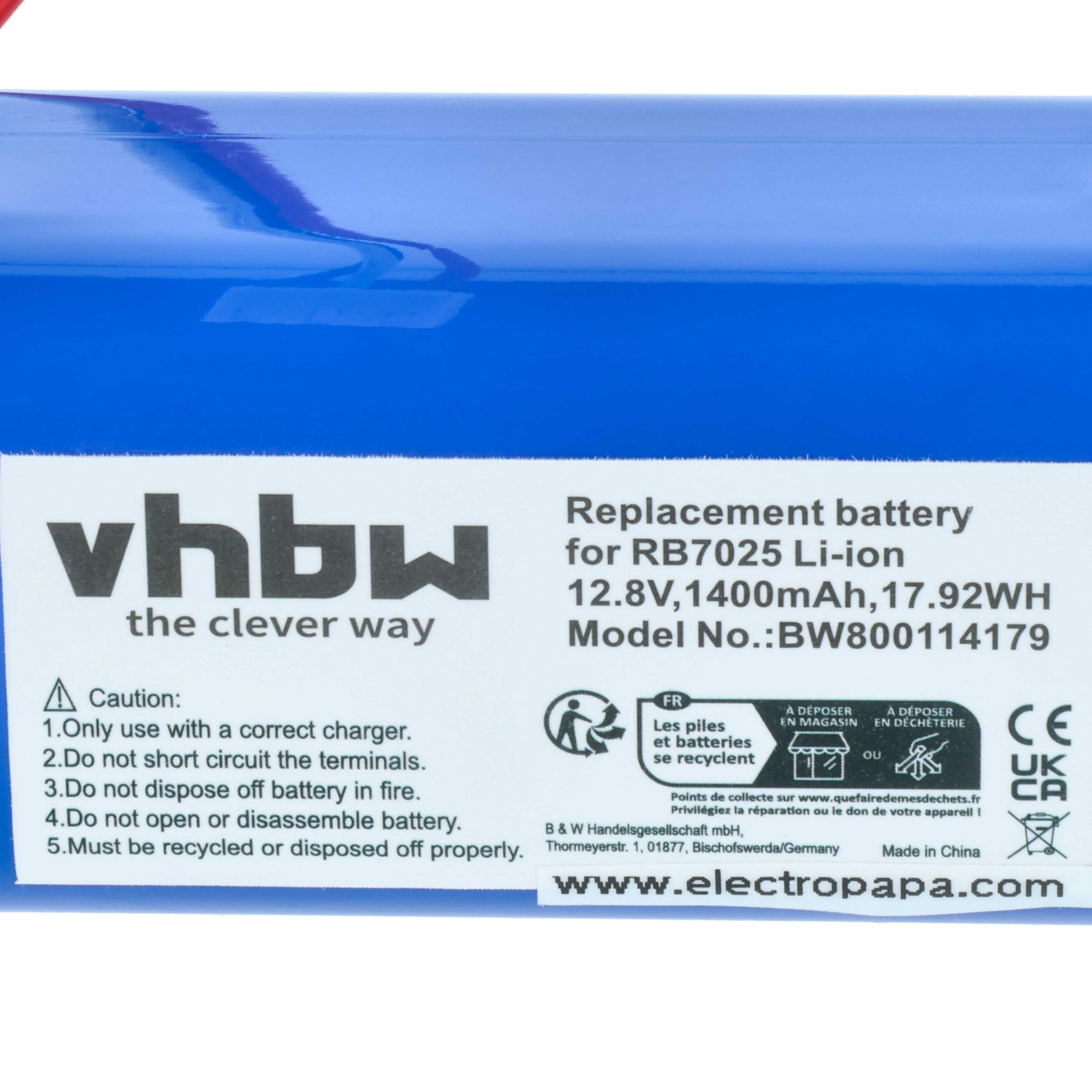 vhbw Batteria Chill RB 7025 robot aspirapolvere 1400mAh Li-Ion
