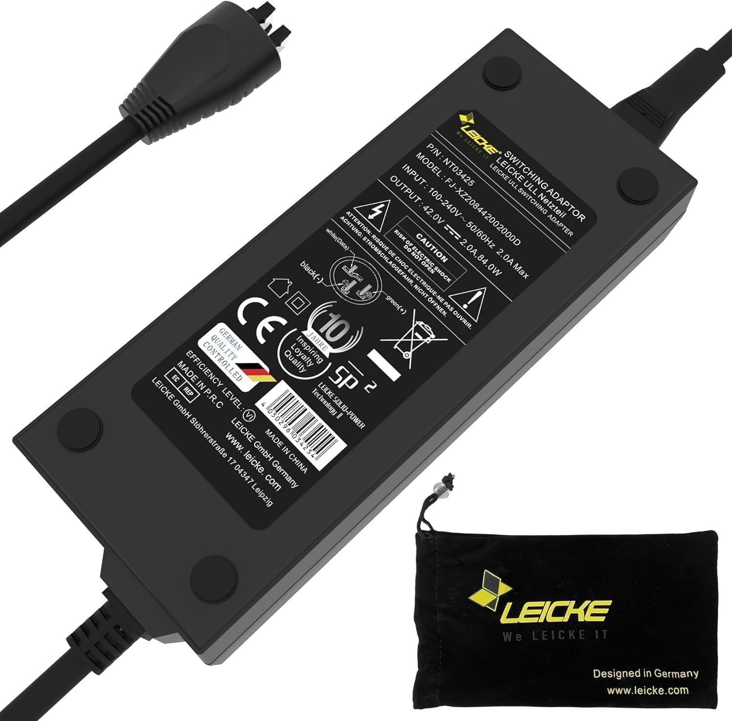 Leicke Caricabatterie E-Bike 36V 2A per Bosch Active