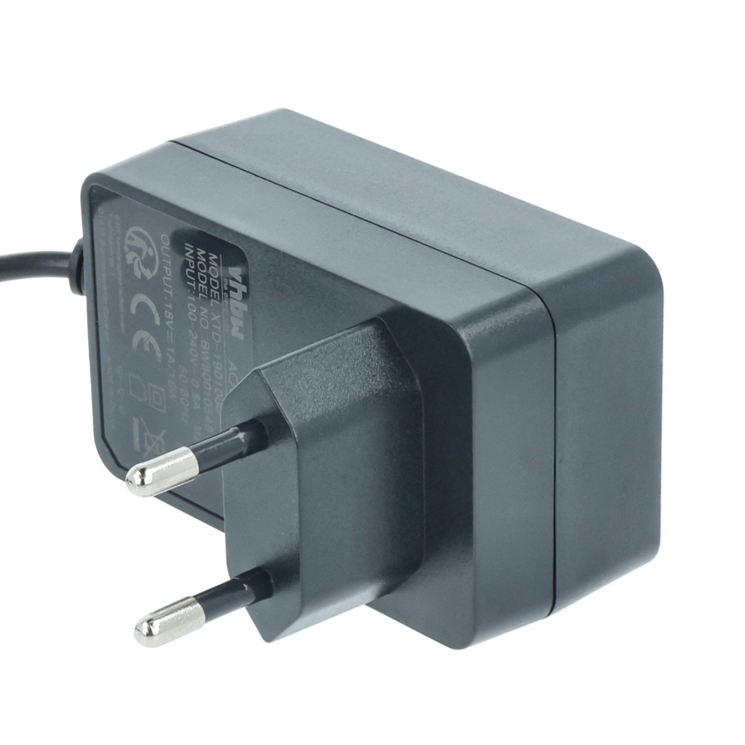 vhbw Alimentatore 18V 1A per Logitech UE Smart Squeezebox nero