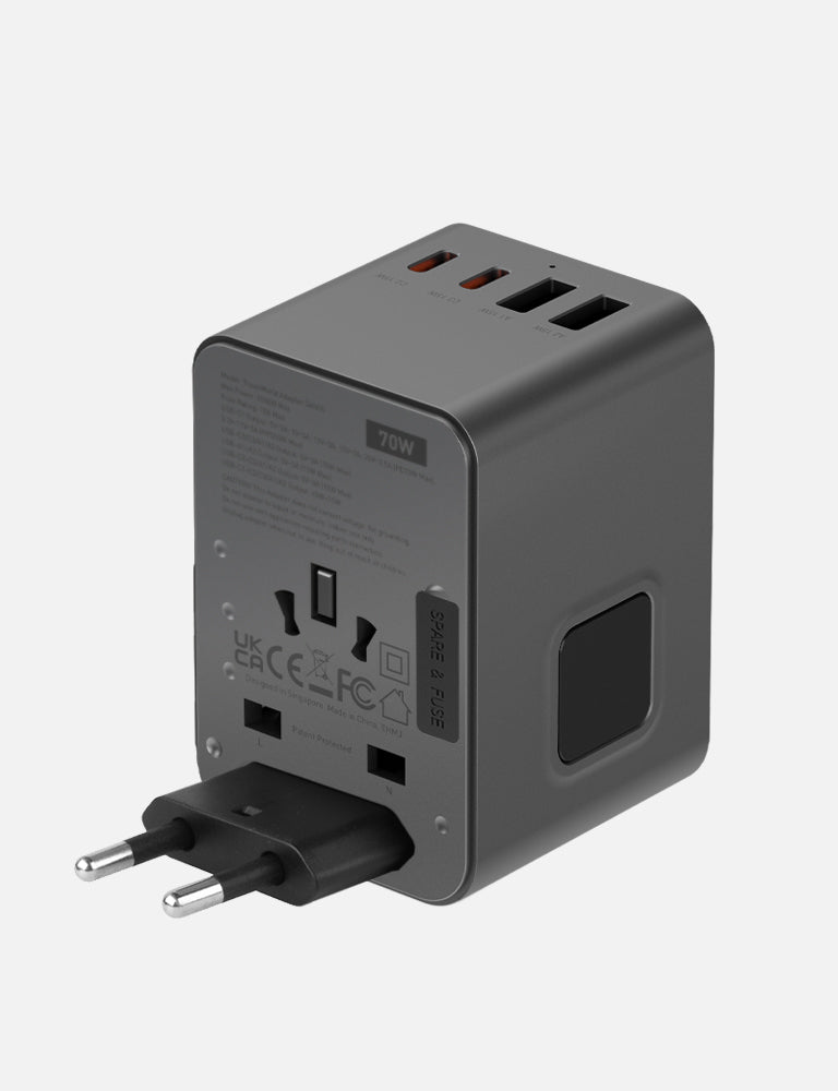 Energea TravelWorld Adapter GaN70 adattatore viaggio 70W Gunmetal
