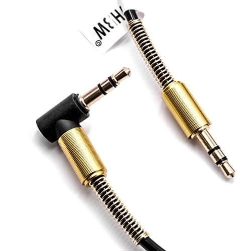 vhbw Cavo Audio Jack 3,5 mm Stereo Spirale 150 cm Oro/Nero