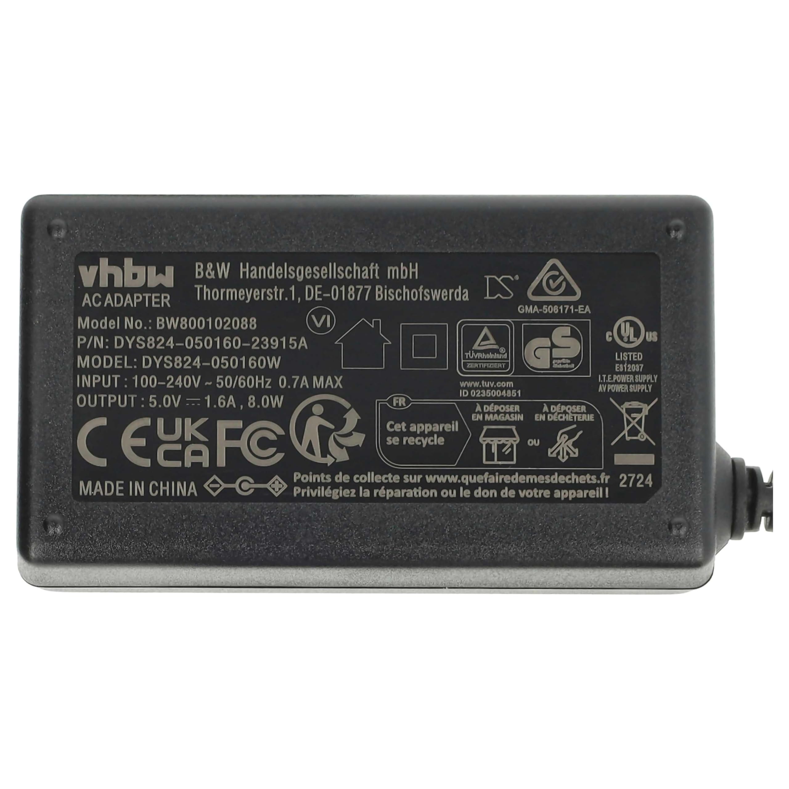 vhbw Alimentatore Videocamera Panasonic HDC-TM55 5V 2 m