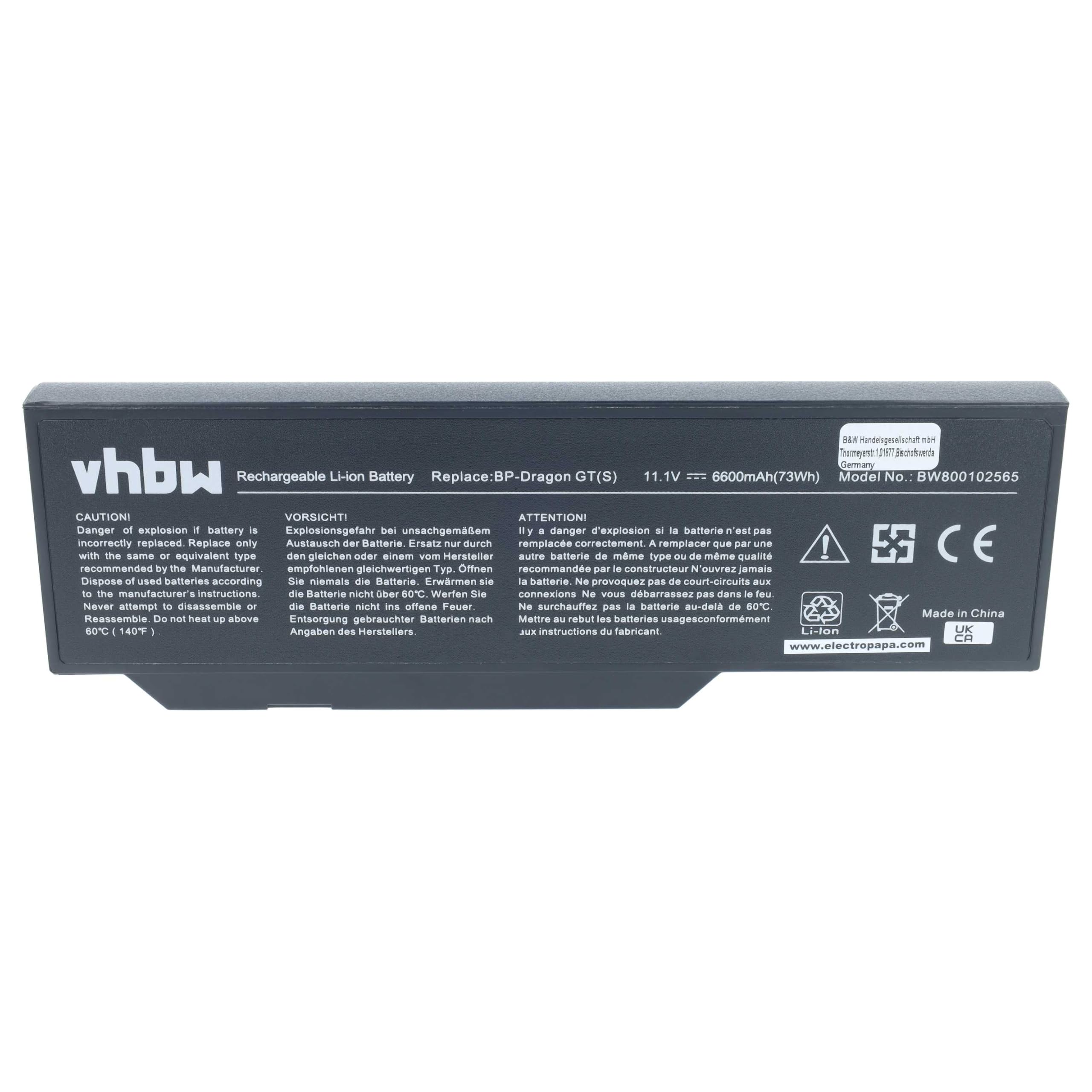 vhbw Akoya E8410 batteria notebook 6600mAh 11,1V Li-Ion
