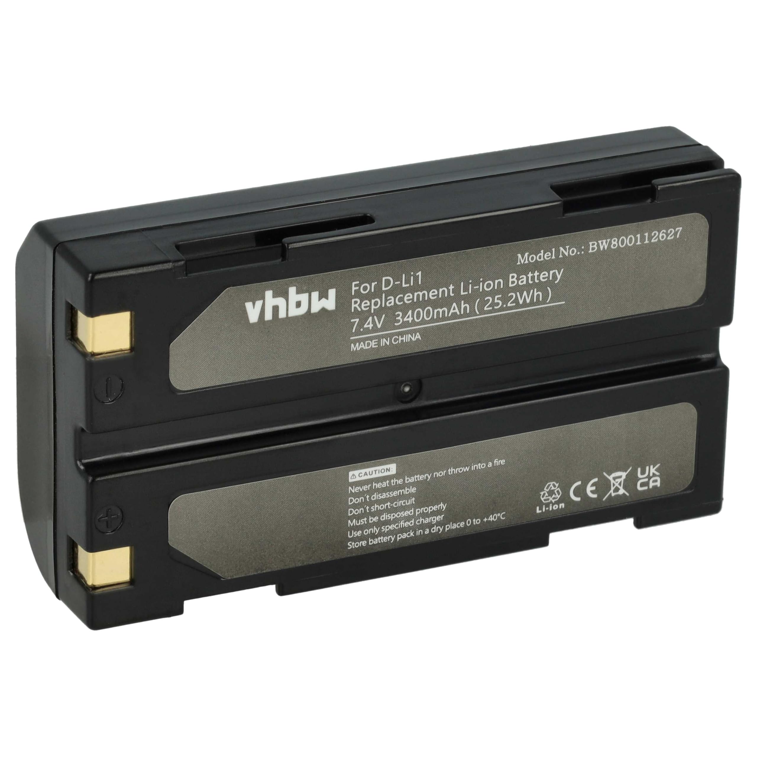 vhbw D-Li1 batteria fotocamera 3400mAh 7,4V