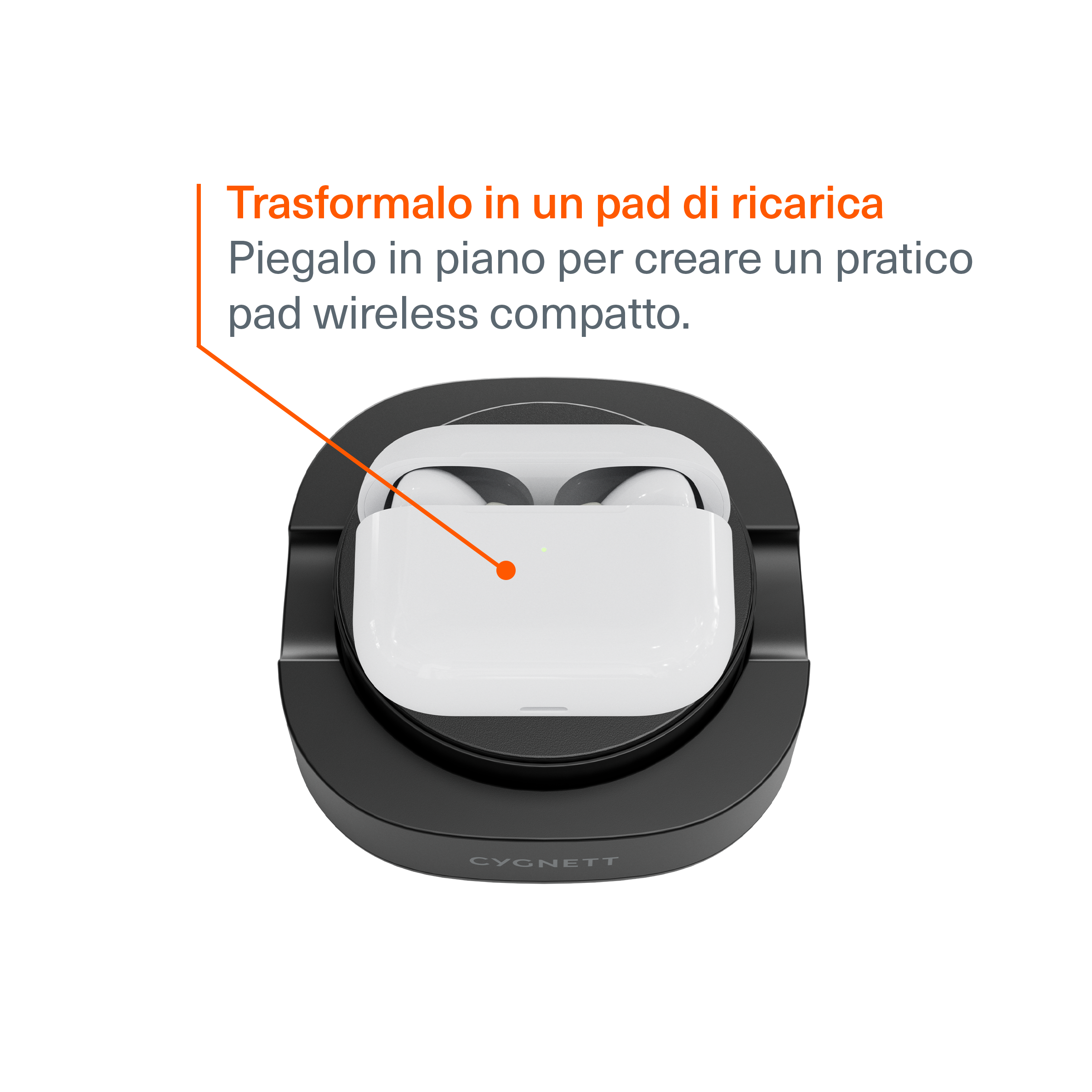 Cygnett ChargeBase Qi2 Caricatore Wireless Pieghevole 15W Nero
