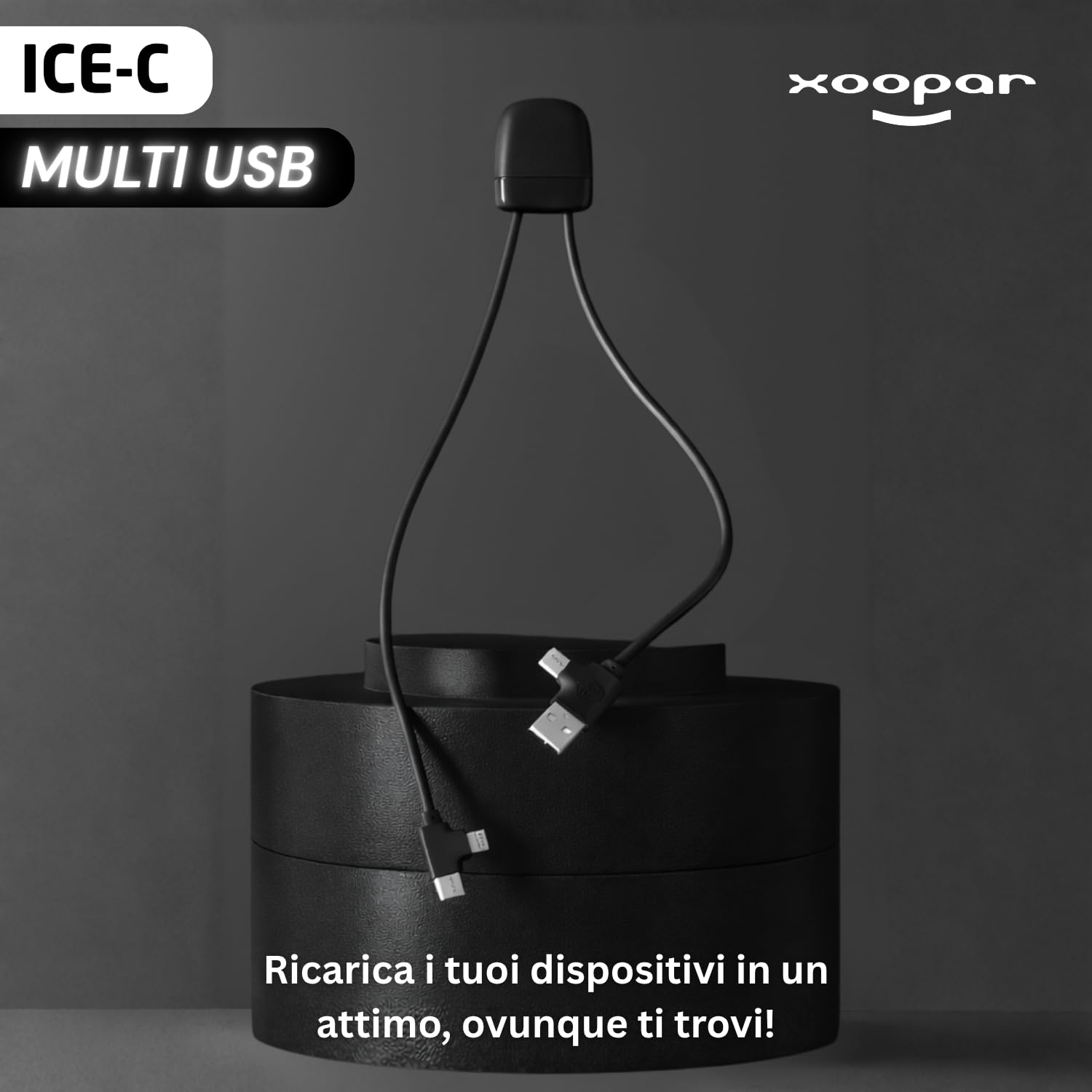 Xoopar ICE-C cavo USB 1m nero USB-C Lightning CarPlay