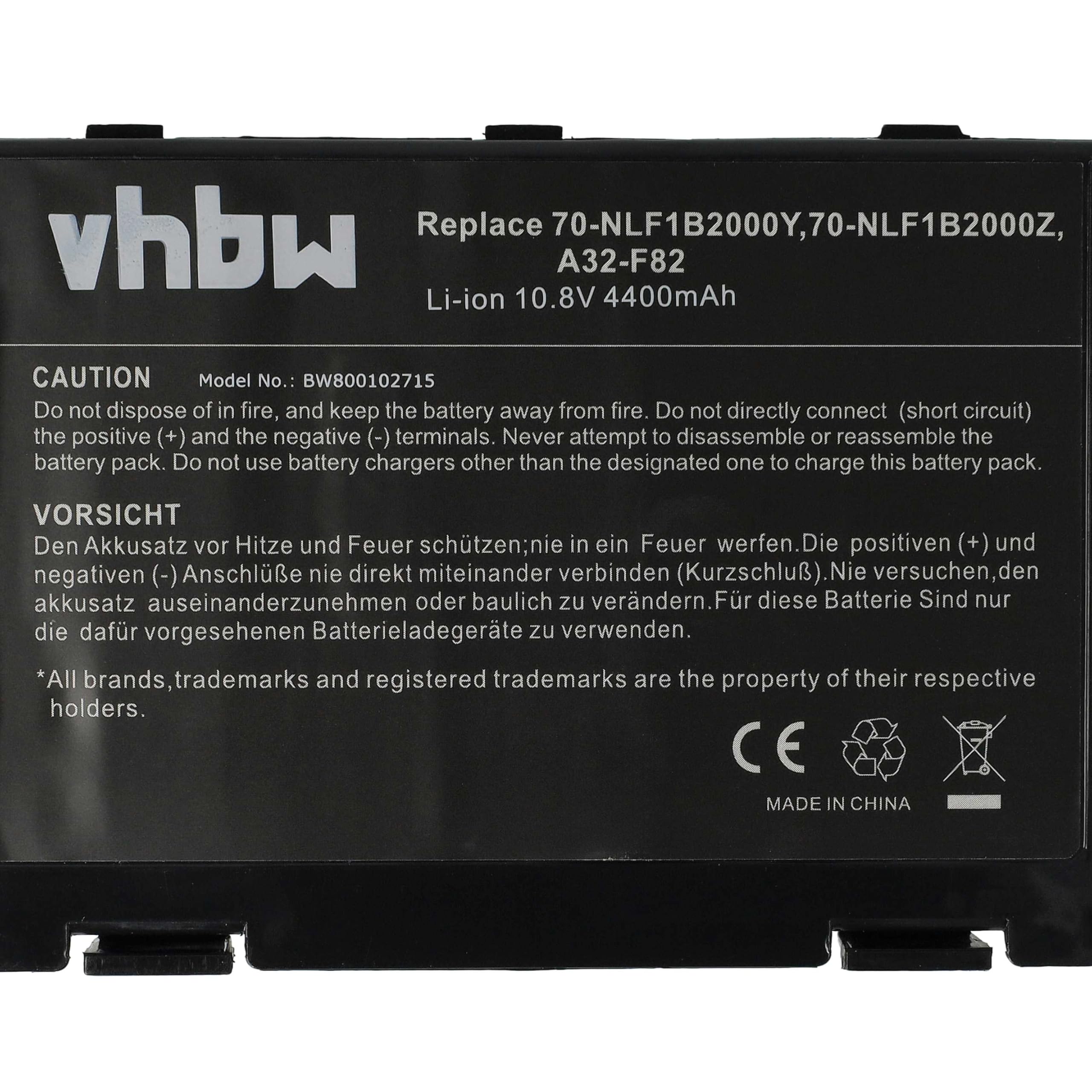 vhbw A32-F82 batteria notebook Asus 4400mAh 11,1V