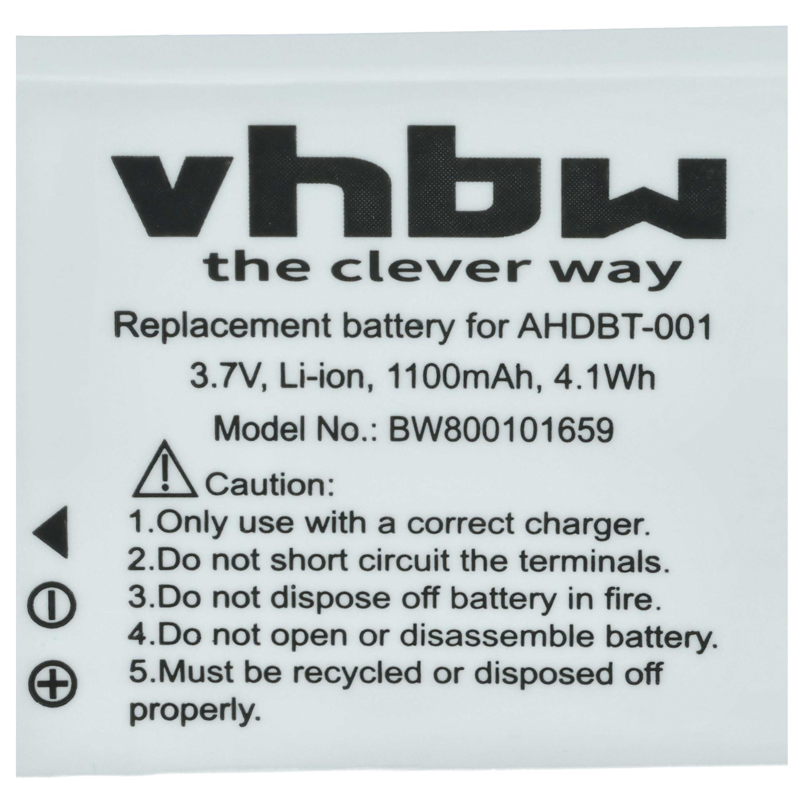 vhbw Batteria per GoPro HD Hero videocamera 1100mAh Li-Ion