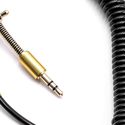 vhbw Cavo Audio Jack 3,5 mm Stereo Spirale 150 cm Oro/Nero