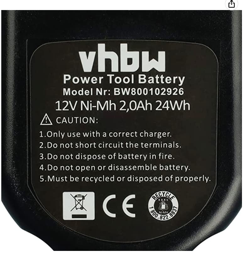 vhbw Batteria KC1282F utensili 12V 2000mAh NiMH
